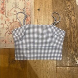 Hollister Blue and White Checkered Crop Top